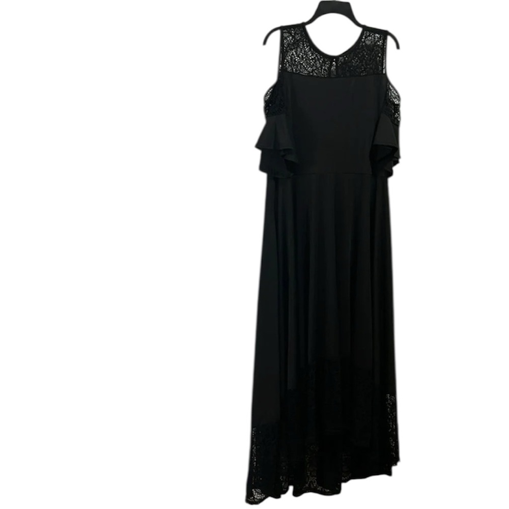 Plus Size 2X Cold Shoulder & Black Lace Maxi Occasion Dress